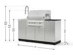 NewAge Outdoor Kitchens Outdoor Grill Island Stainless-Steel 5-Piece Cabinet Set with Sink, 1 Door, Grill Cabinet, Platinum Grill and Stainless Steel Countertop - (Natural Gas) 
