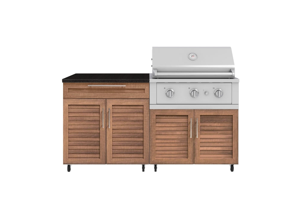 NewAge Outdoor Kitchens Stainless Steel 4-Piece Cabinet Set with Caster and Bar, Grill Cabinet, Platinum Grill, and Countertop-72258-Garage Giant