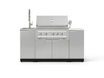 NewAge Outdoor Kitchens Outdoor Grill Island Stainless-Steel 5-Piece Cabinet Set with Sink, 1 Door, Grill Cabinet, Platinum Grill and Stainless Steel Countertop - (Natural Gas) 