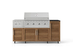 NewAge Outdoor Kitchens Outdoor Grill Island Stainless-Steel Louvered Doors 6-Piece Cabinet Set with Casters and 1-Door, Grill Cabinet, Performance Grill, Side Burner and Dekton in Sirius Countertop - (Liquid Propane) 