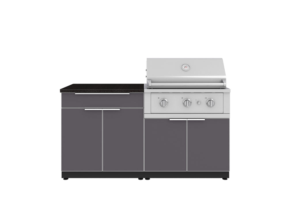 NewAge Outdoor Kitchens Aluminum 4-Piece Cabinet Set with Bar, Grill Cabinet, Performance Grill, and Countertop-71685-Garage Giant