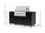 NewAge Outdoor Kitchens Outdoor Grill Island Aluminum 6-Piece Cabinet Set with Casters 1 Door, 3 Drawer, Grill Cabinet, Platinum Grill and Dekton in Sirius Countertops - (Liquid Propane) 