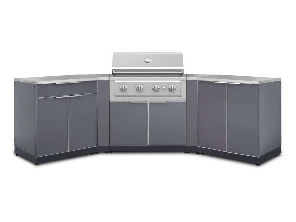 NewAge Outdoor Kitchens Aluminum 7-Piece Cabinet Set with 2 Door, Bar, Corner, Grill Cabinet, Performance Grill, and Countertops | 71004