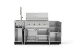 NewAge Outdoor Kitchens Outdoor Grill Island Stainless-Steel 5-Piece Cabinet Set with Sink, 1 Door, Grill Cabinet, Performance Grill and Stainless Steel Countertop - (Natural Gas) 