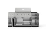 NewAge Outdoor Kitchens Outdoor Grill Island Stainless-Steel 6-Piece Cabinet Set with 1-Door, Grill Cabinet, Performance Grill, Side Burner and Dekton in Sirius Countertop - (Natural Gas) 