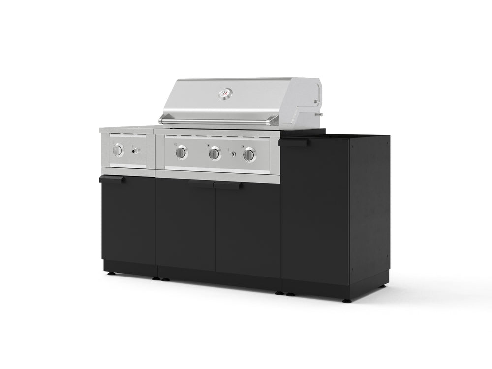 NewAge Outdoor Kitchens Outdoor Grill Island Stainless-Steel 5-Piece Cabinet Set with 1-Door, Grill Cabinet, Side Burner and Performance Grill - (Natural Gas) | Garage Giant