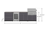 NewAge Outdoor Kitchens Aluminum 7-Piece Cabinet Set with 3-Drawer, Bar, Grill Cabinet, Platinum Grill, Countertops and Fridge-71916-Garage Giant 