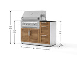 NewAge Outdoor Kitchens Outdoor Grill Island Stainless-Steel Louvered Doors 4-Piece Cabinet Set with 3-Drawer, Grill Cabinet, Platinum Grill and Dekton in Sirius Countertop - (Natural Gas) 