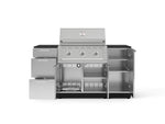 NewAge Outdoor Kitchens Outdoor Grill Island Stainless-Steel 6-Piece Cabinet Set with 1 Door, 3 Drawer, Grill Cabinet, Performance Grill and Dekton in Sirius Countertops - (Natural Gas) 
