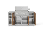 NewAge Outdoor Kitchens Outdoor Grill Island Stainless-Steel Louvered Doors 6-Piece Cabinet Set with 1 Door, Grill Cabinet, Platinum Grill and Countertops 