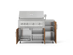 NewAge Outdoor Kitchens Outdoor Grill Island Stainless-Steel Louvered Doors 4-Piece Cabinet Set with Casters and 1 Door, Grill Cabinet, Platinum Grill, Countertop-74835-Garage Giant 