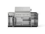NewAge Outdoor Kitchens Outdoor Grill Island Stainless-Steel 5-Piece Cabinet Set with Sink, 1 Door, Grill Cabinet, Platinum Grill and Stainless Steel Countertop - (Liquid Propane) 