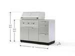 NewAge Outdoor Kitchens Outdoor Grill Island Stainless-Steel 4-Piece Cabinet Set with 3-Drawer, Grill Cabinet, Performance Grill and Countertop 