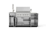 NewAge Outdoor Kitchens Outdoor Grill Island Stainless-Steel 5-Piece Cabinet Set with Sink, 1 Door, Grill Cabinet, Platinum Grill and Stainless Steel Countertop - (Liquid Propane) 