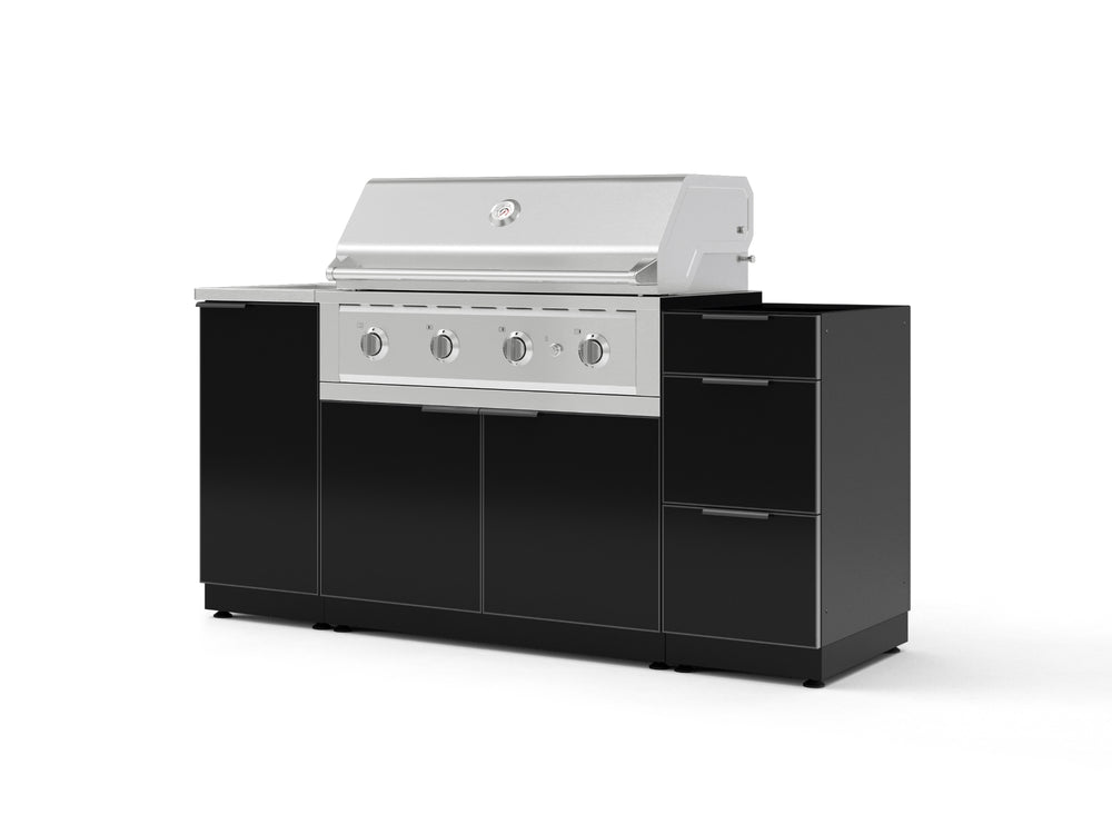 NewAge Outdoor Kitchens Outdoor Grill Island Aluminum 5-Piece Cabinet Set with Sink, 3 Drawer, Grill Cabinet, Performance Grill and Stainless Steel Countertop - (Natural Gas) | Garage Giant