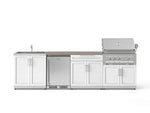 NewAge Outdoor Kitchens Stainless Steel 6-Piece Cabinet Set with Sink, Bar, Grill Cabinet, Platinum Grill, Countertop and Stainless Steel Door Fridge-73839-Garage Giant 