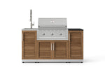 NewAge Outdoor Kitchens Outdoor Grill Island Stainless-Steel Louvered Doors 5-Piece Cabinet Set with Sink, 1 Door, Grill Cabinet, Performance Grill and Stainless Steel Countertop - (Natural Gas) 