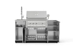 NewAge Outdoor Kitchens Outdoor Grill Island Stainless-Steel 5-Piece Cabinet Set with Sink, 1 Door, Grill Cabinet, Platinum Grill and Stainless Steel Countertop - (Natural Gas) 