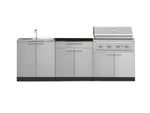 NewAge Outdoor Kitchens Stainless-Steel 5-Piece Cabinet Set with Bar, Sink, Grill Cabinet, Performance Grill, and Countertop-71245-Garage Giant 