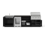 NewAge Outdoor Kitchens Aluminum 6-Piece Cabinet Set with Sink, Bar, Grill Cabinet, Performance Grill, Countertop and Glass Door Fridge-73722-Garage Giant 