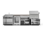NewAge Outdoor Kitchens Stainless Steel 6-Piece Cabinet Set with Sink, Bar, Grill Cabinet, Platinum Grill, Countertop and Fridge-72087-Garage Giant 