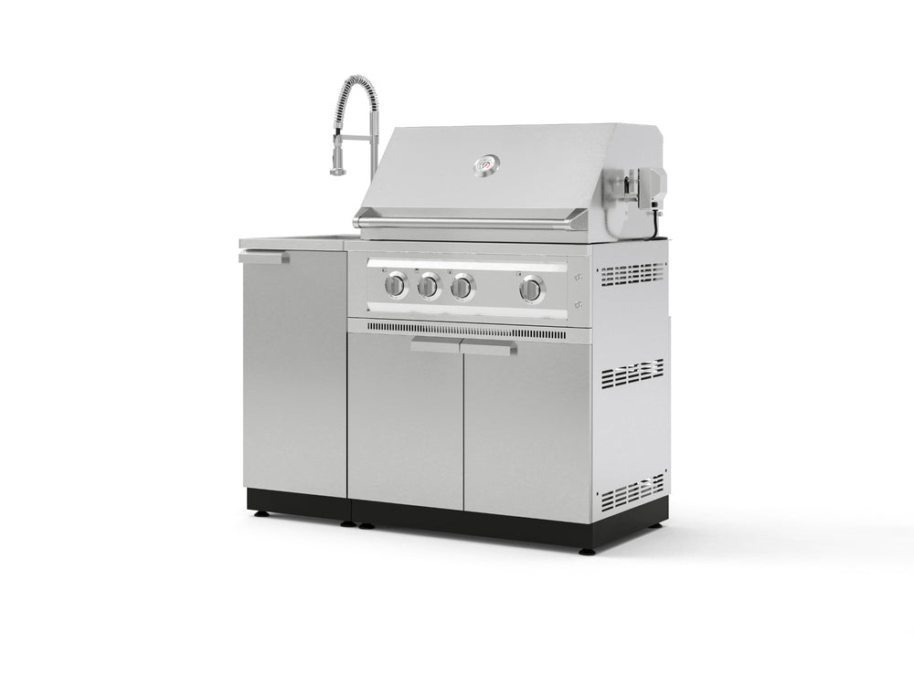 NewAge Outdoor Kitchens Outdoor Grill Island Stainless-Steel 3-Piece Cabinet Set with Sink, Grill Cabinet and Platinum Grill-75348-Garage Giant