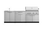 NewAge Outdoor Kitchens Stainless Steel 5-Piece Cabinet Set with Sink, 2-Door with Drawer, Grill Cabinet, Platinum Grill and Countertop-71152-Garage Giant 
