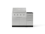 NewAge Outdoor Kitchens Outdoor Grill Island Stainless-Steel 4-Piece Cabinet Set with 3-Drawer, Grill Cabinet, Performance Grill and Dekton in Sirius Countertop - (Natural Gas) 