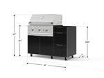 NewAge Outdoor Kitchens Outdoor Grill Island Aluminum 3-Piece Cabinet Set with Casters and 3-Drawer, Grill Cabinet and Performance Grill - (Liquid Propane) 