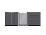 NewAge Outdoor Kitchens Aluminum 3-Piece Cabinet Set with 3-Drawer, 2-Door Cabinet and Fridge-67577-Garage Giant 