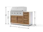 NewAge Outdoor Kitchens Outdoor Grill Island Stainless-Steel Louvered Doors 4-Piece Cabinet Set with 3-Drawer, Grill Cabinet, Performance Grill and Dekton in Aeris Countertop - (Natural Gas) 
