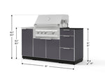 NewAge Outdoor Kitchens Outdoor Grill Island Aluminum 5-Piece Cabinet Set with Sink, 3 Drawer, Grill Cabinet, Platinum Grill and Stainless Steel Countertop - (Liquid Propane) 