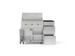 NewAge Outdoor Kitchens Outdoor Grill Island Stainless-Steel 4-Piece Cabinet Set with Casters and 3-Drawer, Grill Cabinet, Performance Grill and Dekton in Sirius Countertop - (Liquid Propane) 