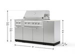 NewAge Outdoor Kitchens Outdoor Grill Island Stainless-Steel 6-Piece Cabinet Set with 1-Door, Grill Cabinet, Platinum Grill, Dual Side Burner and Dekton in Aeris Countertop - (Natural Gas) 