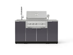 NewAge Outdoor Kitchens Outdoor Grill Island Aluminum 5-Piece Cabinet Set with Sink, 1 Door, Grill Cabinet, Platinum Grill and Stainless Steel Countertop-75372-Garage Giant 