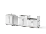 NewAge Outdoor Kitchens Stainless Steel 4-Piece Cabinet Set with Sink, Bar, Grill Cabinet and Stainless Steel Door Fridge-71500-Garage Giant 