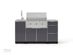 NewAge Outdoor Kitchens Outdoor Grill Island Aluminum 5-Piece Cabinet Set with Sink, 3 Drawer, Grill Cabinet, Performance Grill and Stainless Steel Countertop 