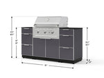 NewAge Outdoor Kitchens Outdoor Grill Island Aluminum 6-Piece Cabinet Set with 3 Drawers, Grill Cabinet, Performance Grill and Countertops - (Liquid Propane) 