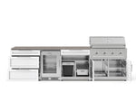 NewAge Outdoor Kitchens Stainless Steel 7-Piece Cabinet Set with 3-Drawer, Bar, Grill Cabinet, Performance Grill, Countertops, and Glass Door Fridge-73700-Garage Giant 