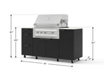NewAge Outdoor Kitchens Outdoor Grill Island Stainless-Steel 6-Piece Cabinet Set with Casters 1 Door, 3 Drawer, Grill Cabinet, Platinum Grill and Dekton in Aeris Countertops - (Liquid Propane) 