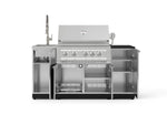 NewAge Outdoor Kitchens Outdoor Grill Island Stainless-Steel 5-Piece Cabinet Set with Sink, 1 Door, Grill Cabinet, Platinum Grill and Stainless Steel Countertop - (Liquid Propane) 