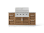 NewAge Outdoor Kitchens Outdoor Grill Island Stainless-Steel Louvered Doors 6-Piece Cabinet Set with 3 Drawers, Grill Cabinet, Performance Grill and Countertops 