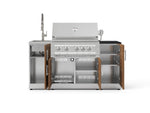 NewAge Outdoor Kitchens Outdoor Grill Island Stainless-Steel 5-Piece Cabinet Set with Sink, 1 Door, Grill Cabinet, Platinum Grill and Stainless Steel Countertop - (Natural Gas) 