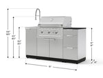 NewAge Outdoor Kitchens Outdoor Grill Island Stainless-Steel 5-Piece Cabinet Set with Sink, 3 Drawer, Grill Cabinet, Performance Grill and Stainless Steel Countertop - (Natural Gas) 