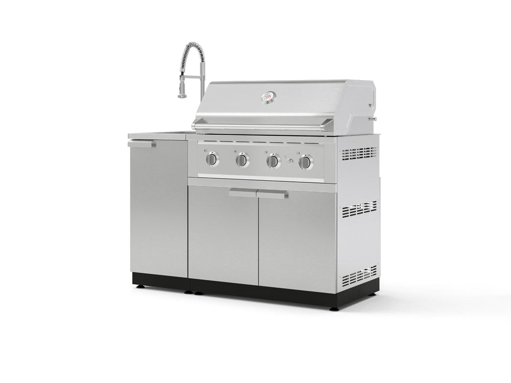 NewAge Outdoor Kitchens Outdoor Grill Island Stainless-Steel 3-Piece Cabinet Set with Sink, Grill Cabinet and Performance Grill-75346-Garage Giant