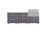 NewAge Outdoor Kitchens Aluminum 5-Piece Cabinet Set With Casters and 3 Drawer, Bar, Grill Cabinet, Performance Grill, Countertop-72604-Garage Giant 