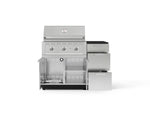 NewAge Outdoor Kitchens Outdoor Grill Island Stainless-Steel 4-Piece Cabinet Set with 3-Drawer, Grill Cabinet, Performance Grill and Dekton in Sirius Countertop - (Liquid Propane) 