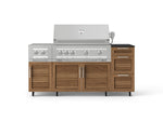 NewAge Outdoor Kitchens Outdoor Grill Island Stainless-Steel Louvered Doors 6-Piece Cabinet Set with Casters and 3-Drawer, Grill Cabinet, Platinum Grill, Dual Side Burner and Dekton in Sirius Countertop - (Liquid Propane) 