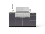 NewAge Outdoor Kitchens Outdoor Grill Island Aluminum 5-Piece Cabinet Set with Sink, 3 Drawer, Grill Cabinet, Platinum Grill and Stainless Steel Countertop - (Natural Gas) 