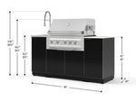 NewAge Outdoor Kitchens Outdoor Grill Island Aluminum 5-Piece Cabinet Set with Sink, 1 Door, Grill Cabinet, Platinum Grill and Stainless Steel Countertop - (Liquid Propane) 